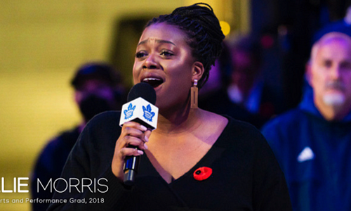 Natalie Morris performing at Scotiabank Arena