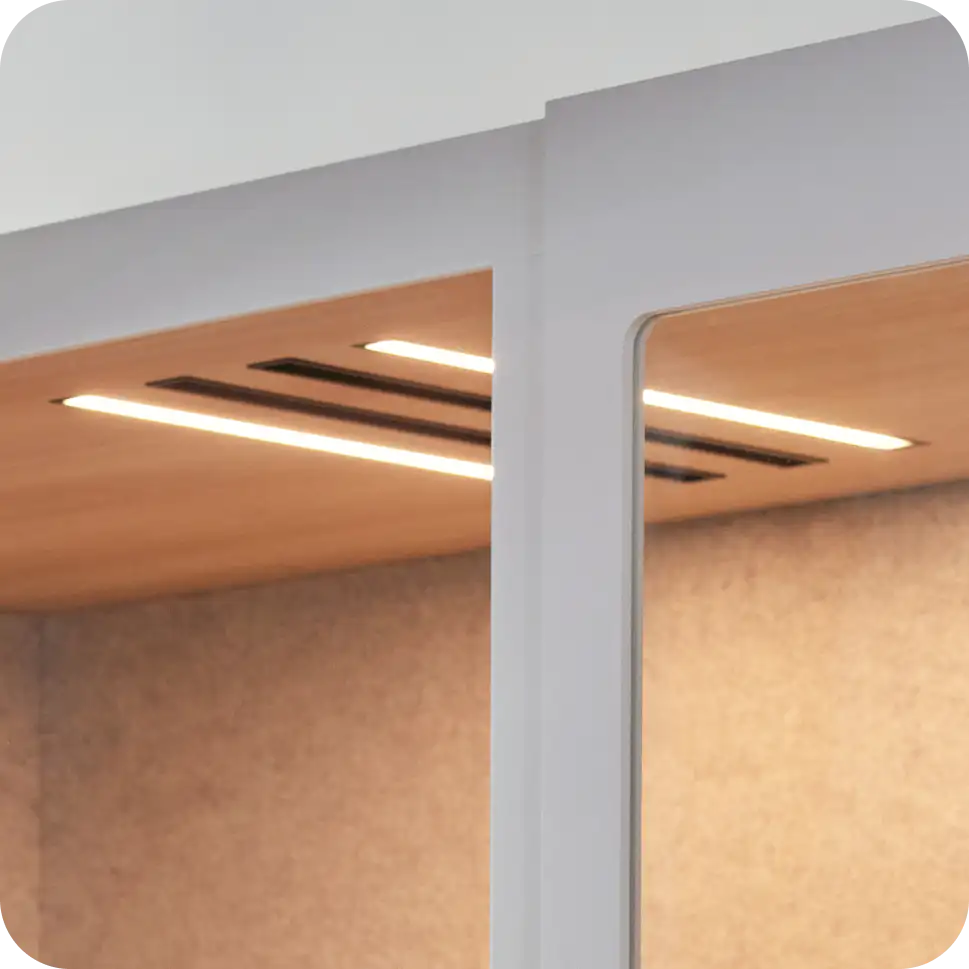 Dimmable LED lights inside Persy Booth optimized for video calls