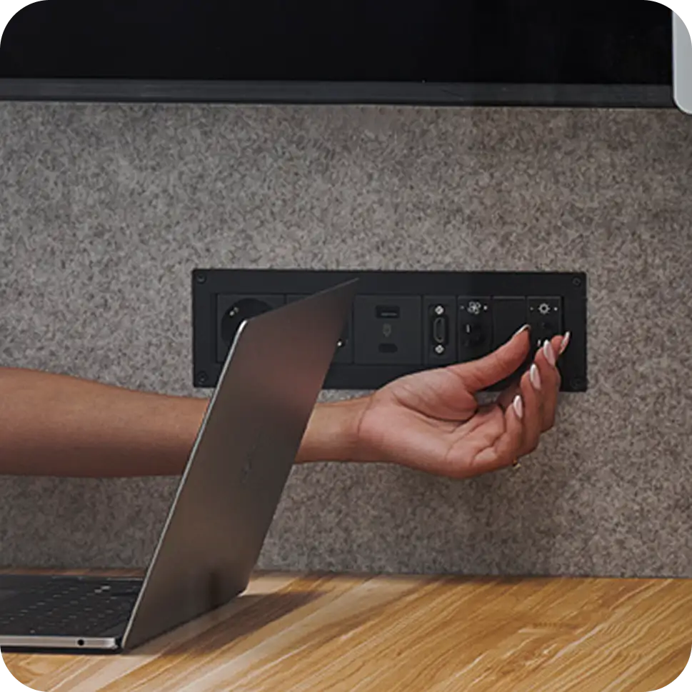 Adjustable light and ventilation controls inside Persy Booth