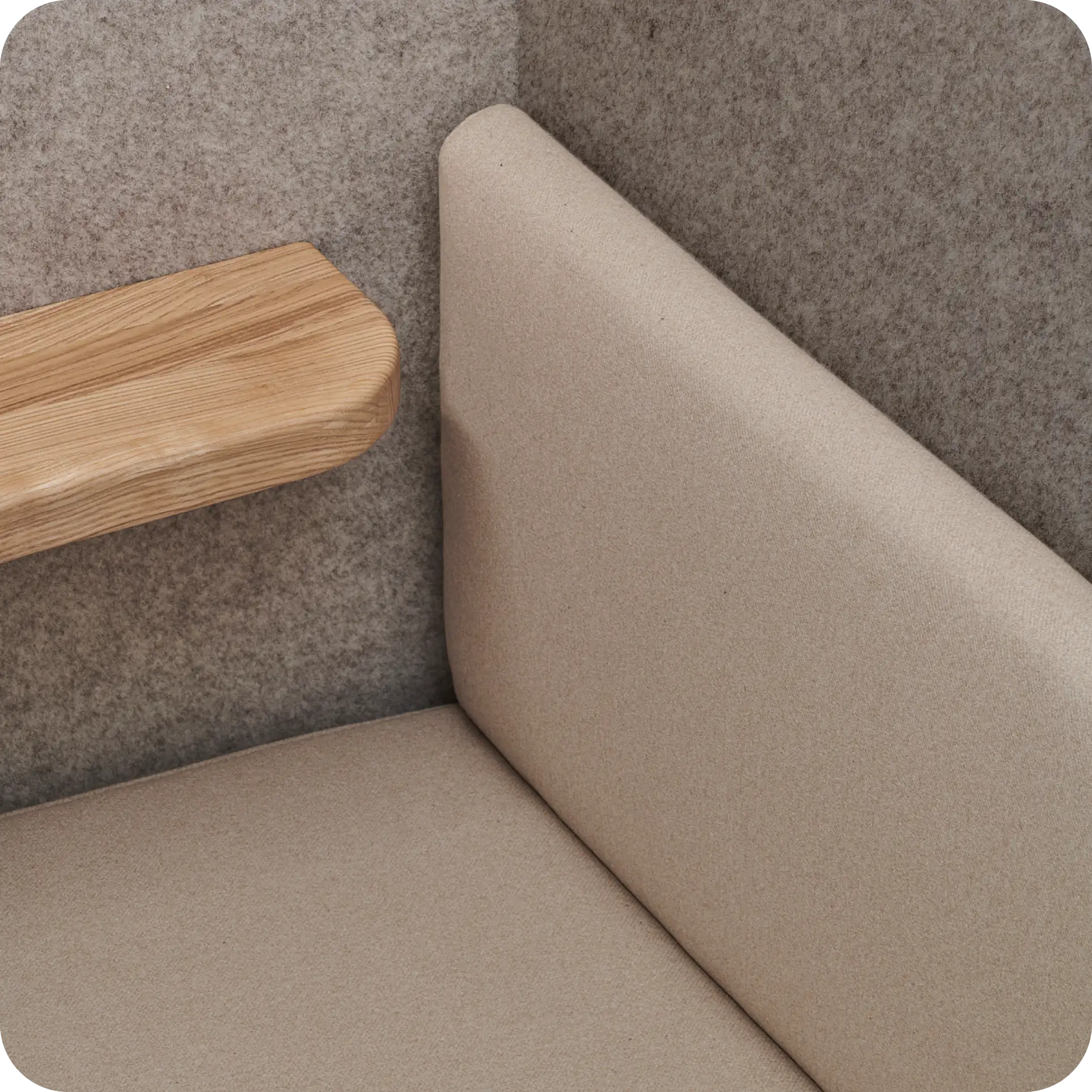 Integrated armrest and padded seat inside Persy Booth for extra comfort