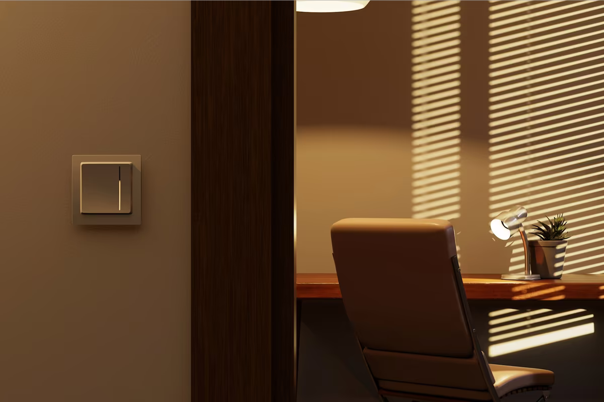 Office workstation with controlled lighting supporting sound masking and focused work