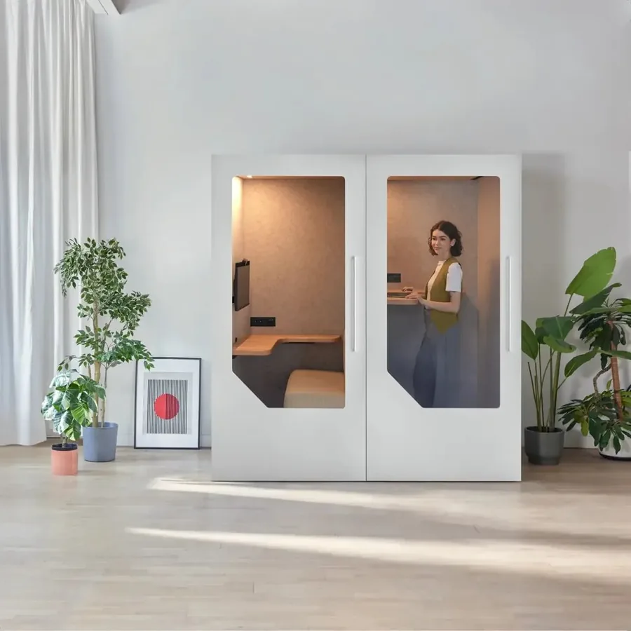 Persy office booth with a clean, timeless design in a modern workspace