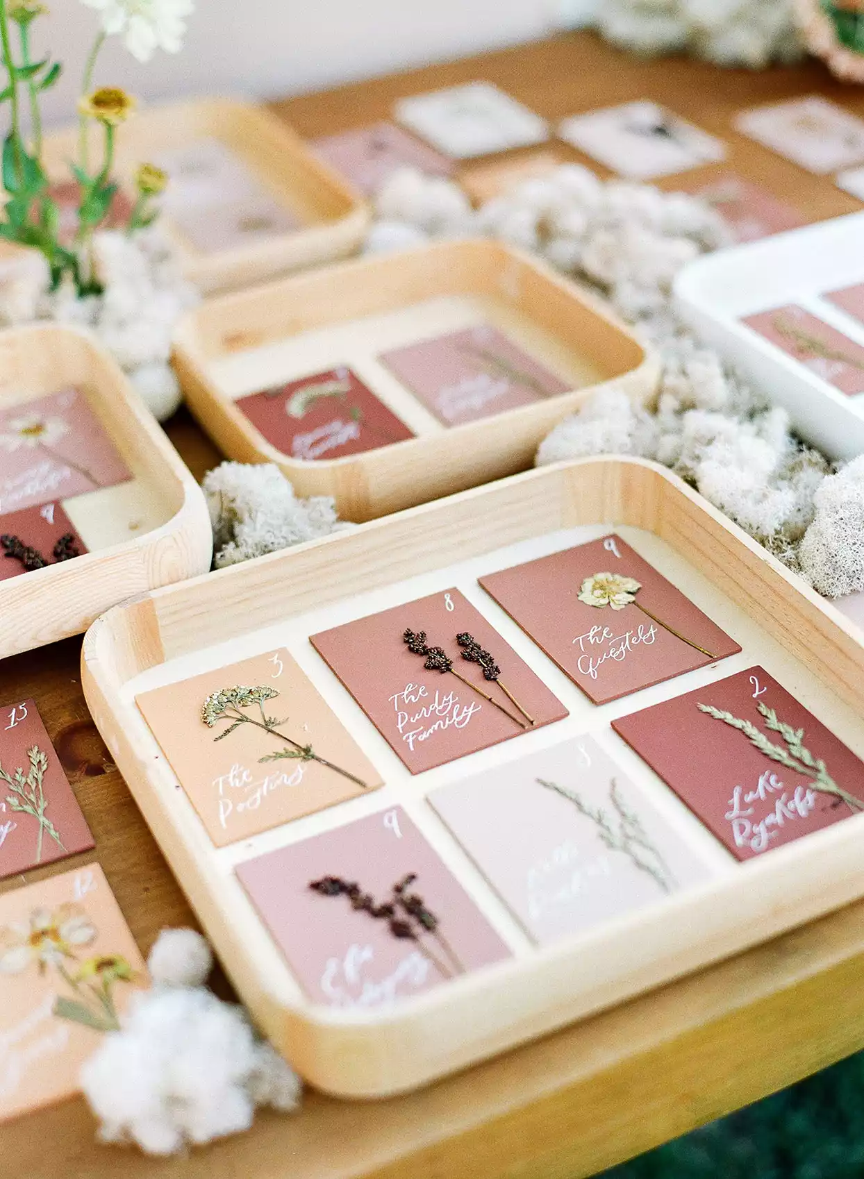 Molly & Garrett Real Wedding Pressed Flowers in Trays