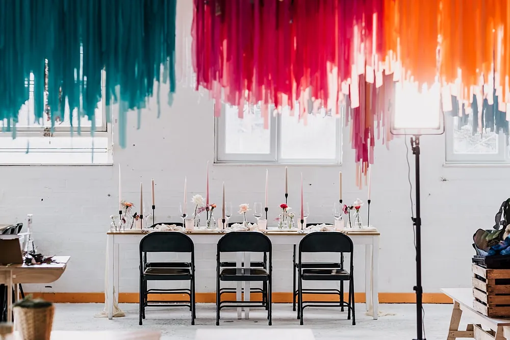 Grub Manchester Wedding Sarah Glynn Photography Streamers Table Decor