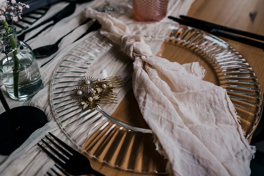 Napkin Pink Knot Charger Plate Grub Manchester Wedding Sarah Glynn Photography