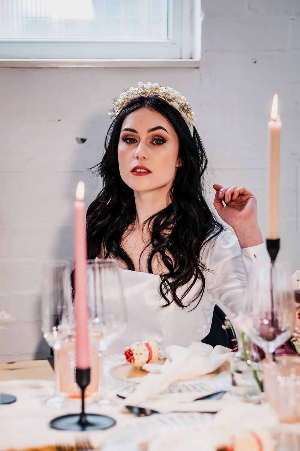 Bride Long Hair Waves Makeup Grub Manchester Wedding Sarah Glynn Photography