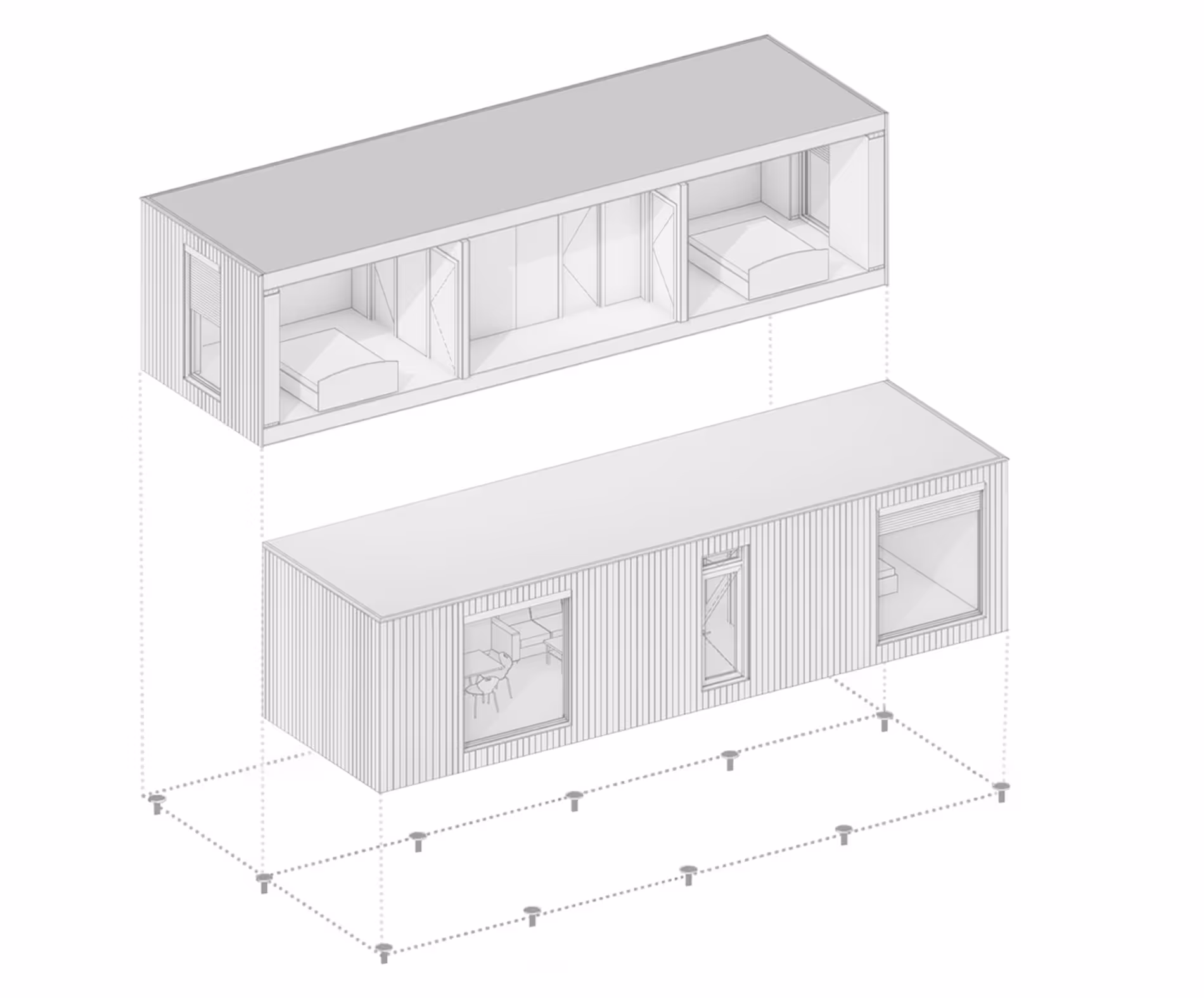 Imagine reprezentând viteza de construcție a unei case prefabricate BIOBUILDS.