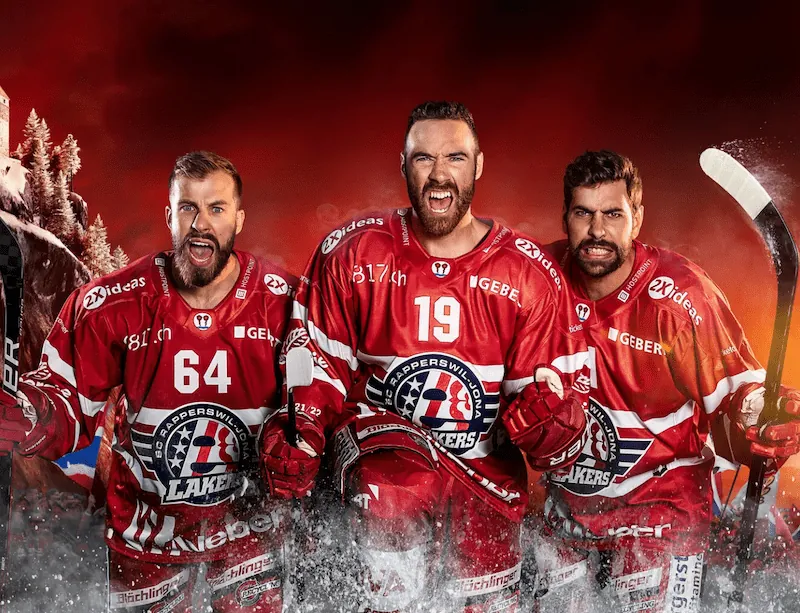 Bild von drei Spieler Rapperswil Jona Lakers