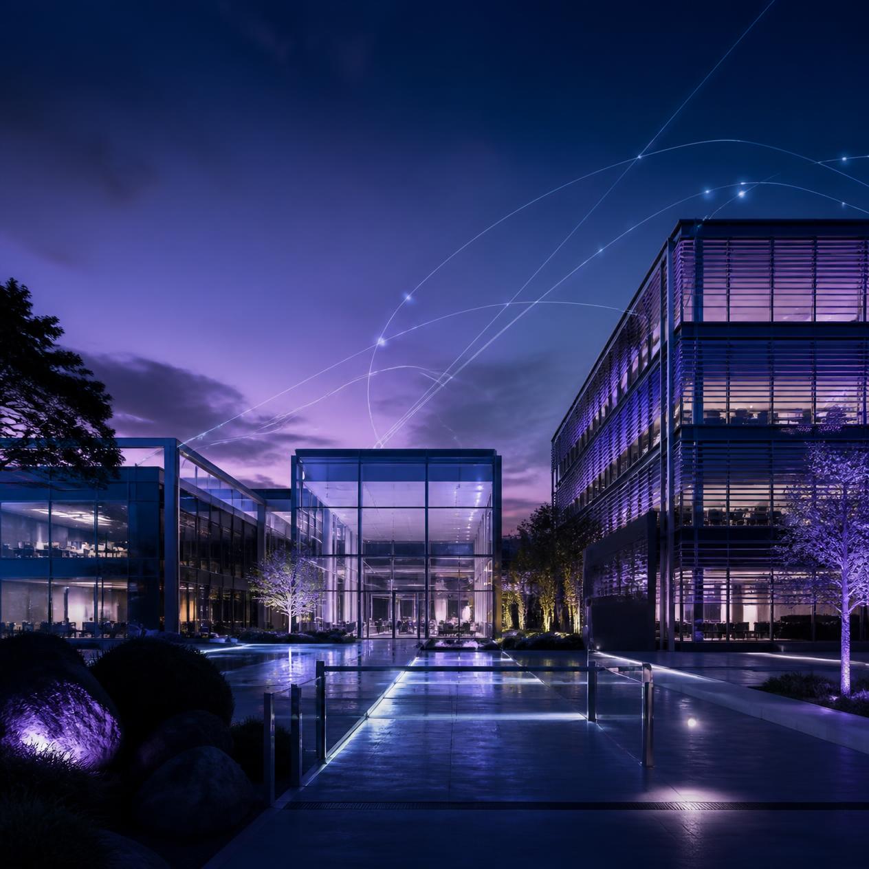 Illustration conceptuelle d’un campus professionnel connecté