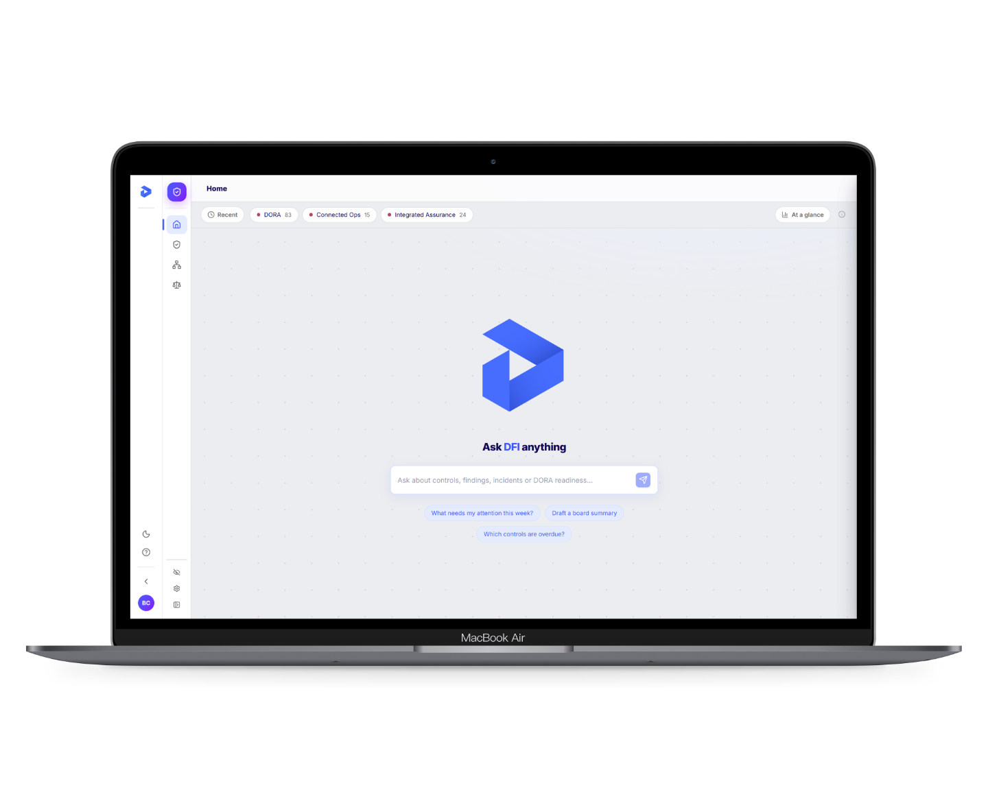 Decision Focus Intelligence assistant open on a laptop