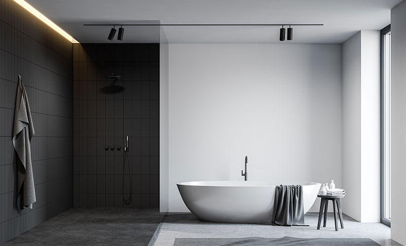 Modern och minimalistisk badrum, nyrenoverat av Badrumsteamet.