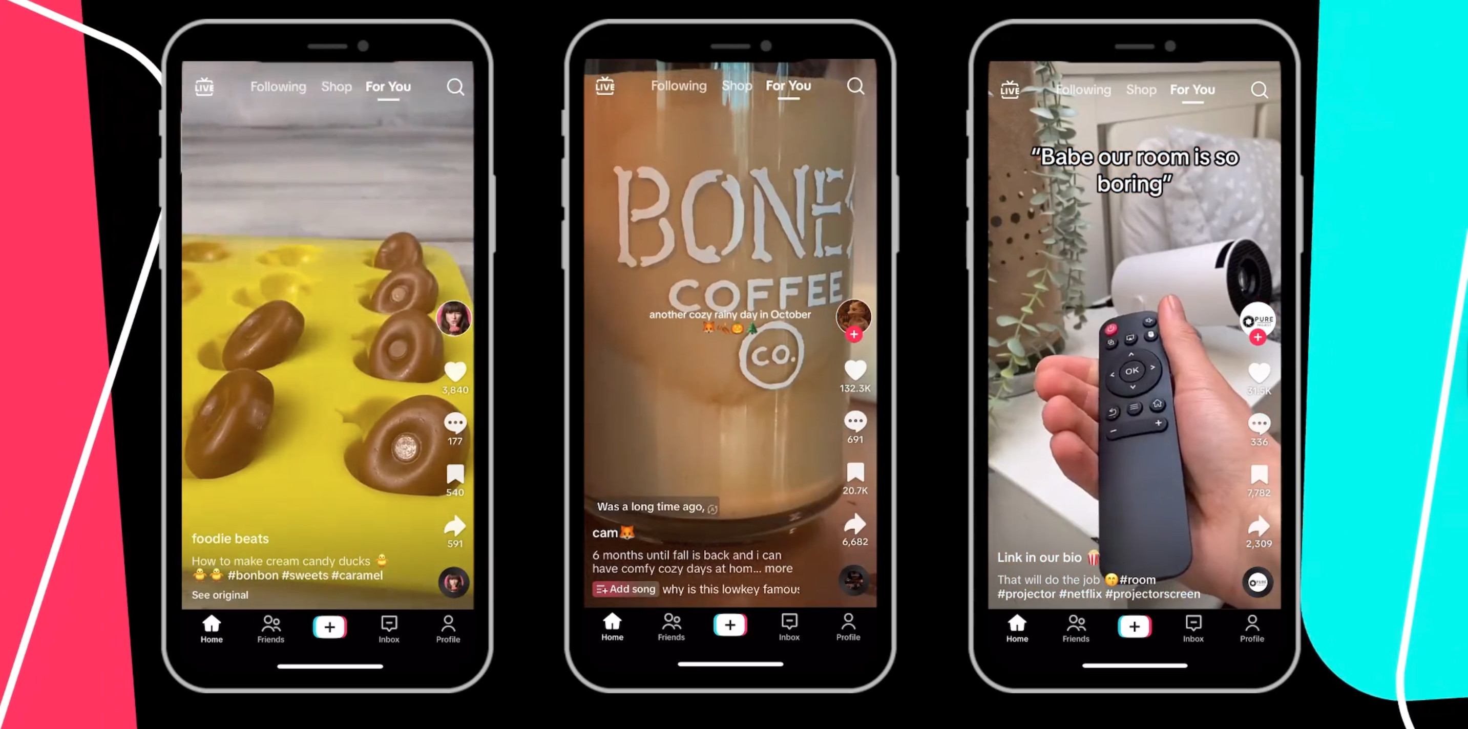 Iced coffee clip from Bones Coffee Co. displayed on a TikTok screen.