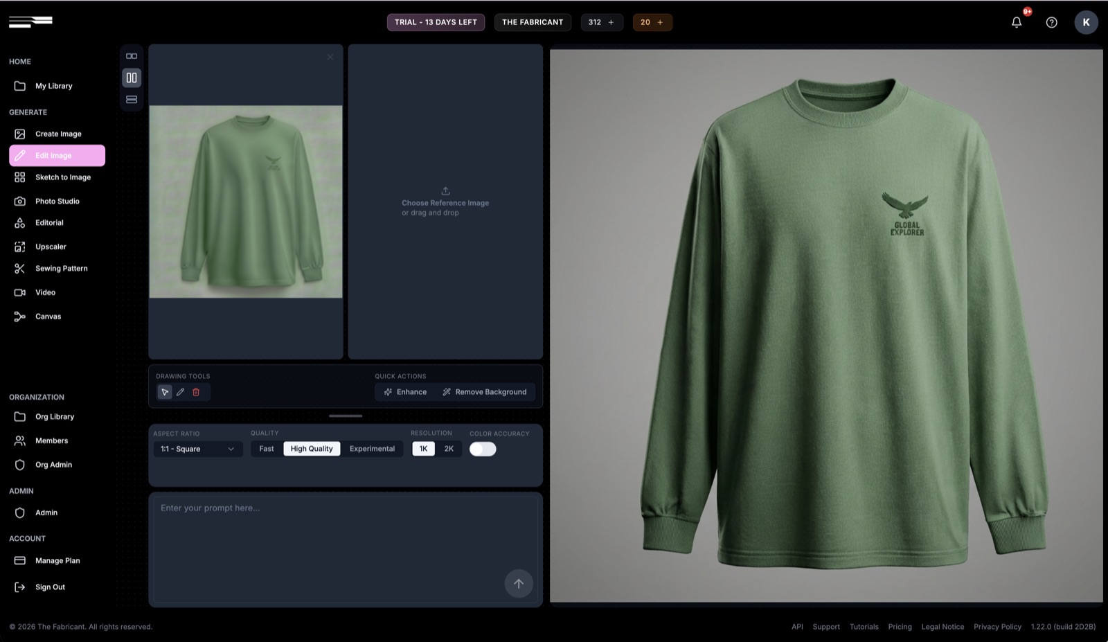 The Enhance button in the Edit Image tool of The Fabricant Intelligent Tools used to clean up a low-quality image