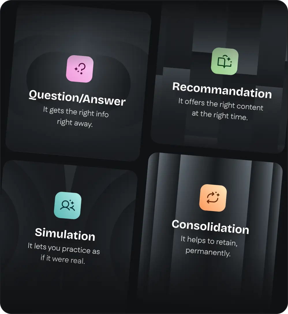 Interface d'assistant IA affichant des ressources d'apprentissage sur la sécurité et la santé dans la construction avec des onglets pour conseils, capsules et parcours.