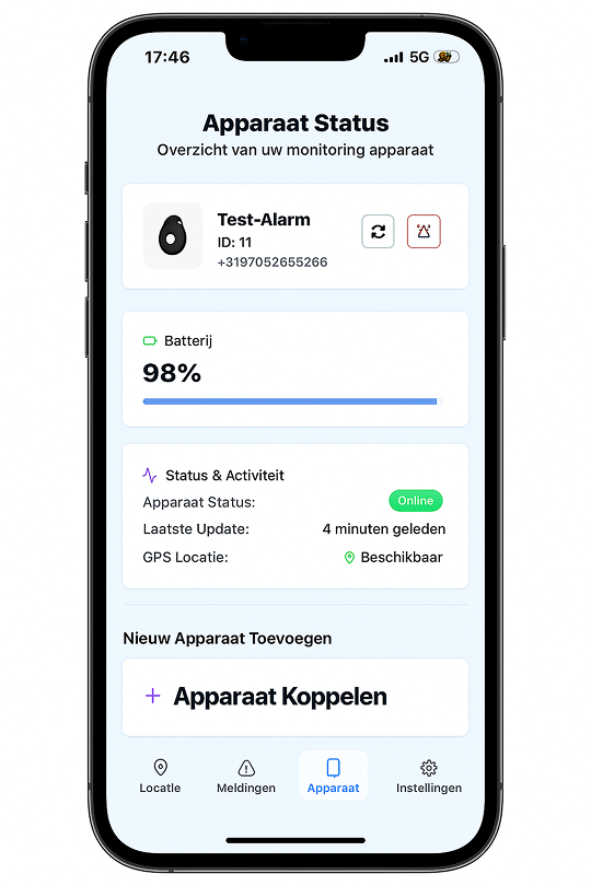 Device overview in mobile app