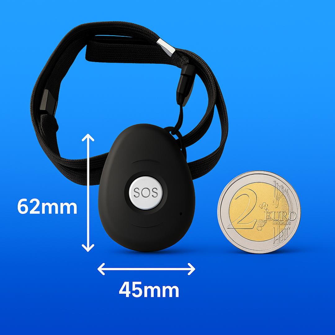 SOS device size comparison to 2 euro coin