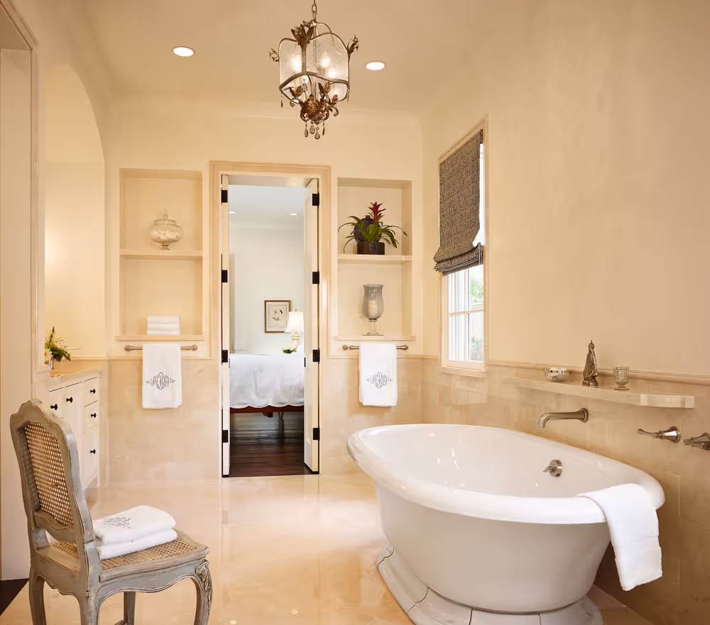 Elegant bathroom with freestanding tub