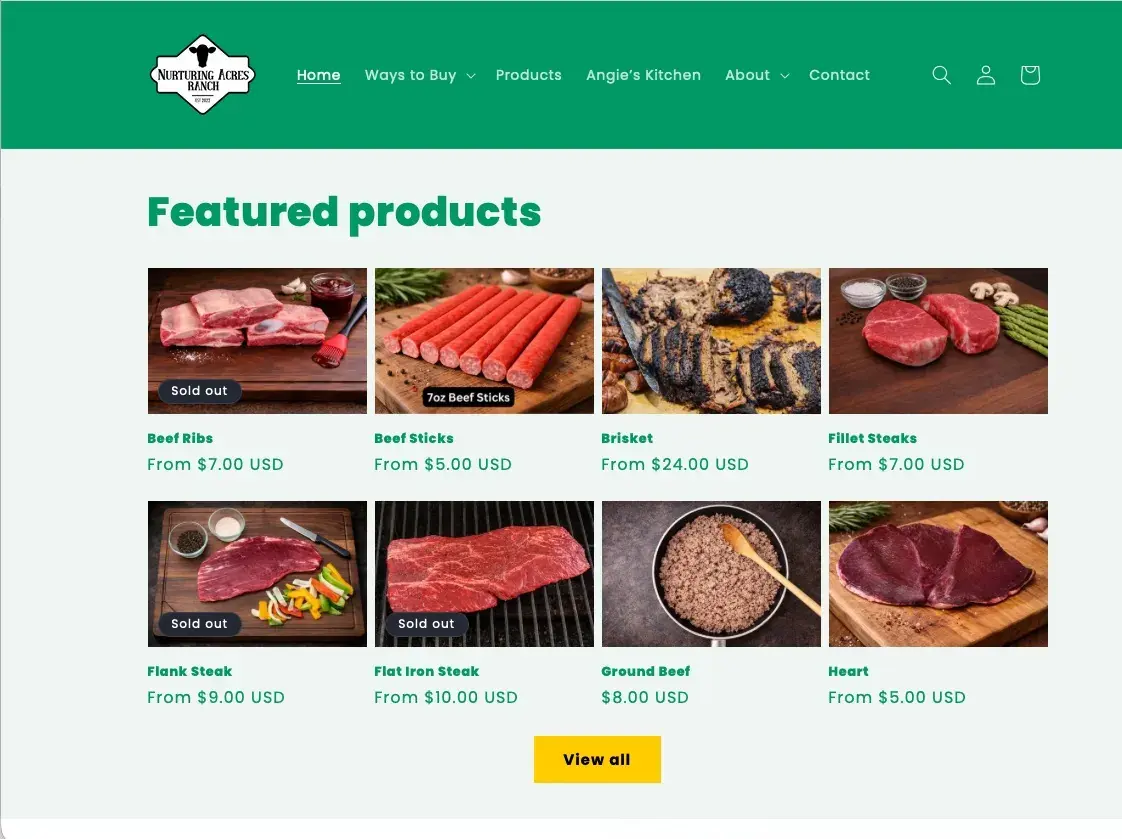 Online store for a farm-to-plate beef brand