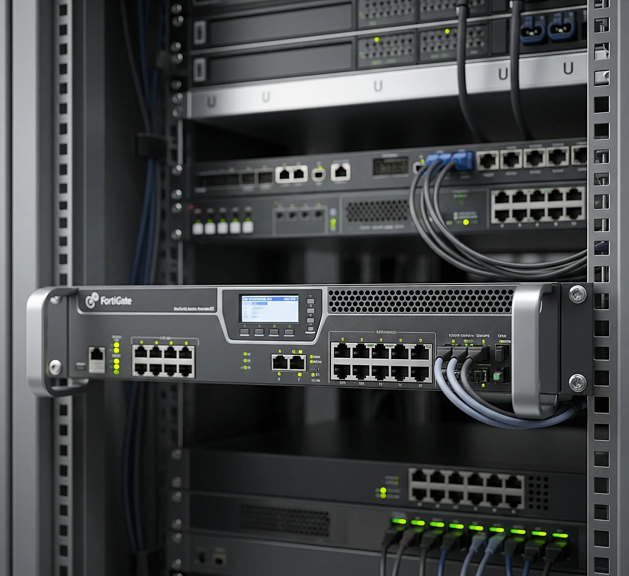 Firewall and router in IT rack