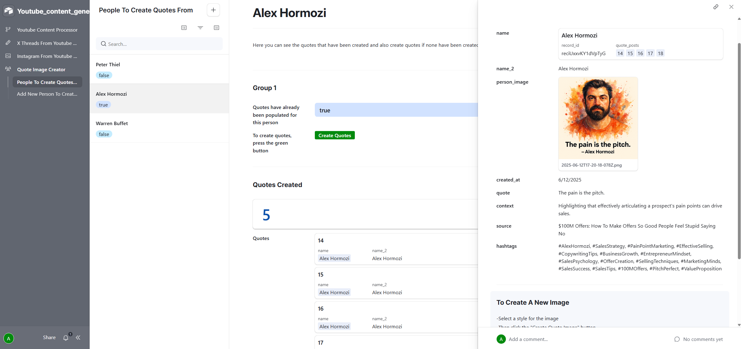Leveledai - content creation AI quote with image creator dashboard