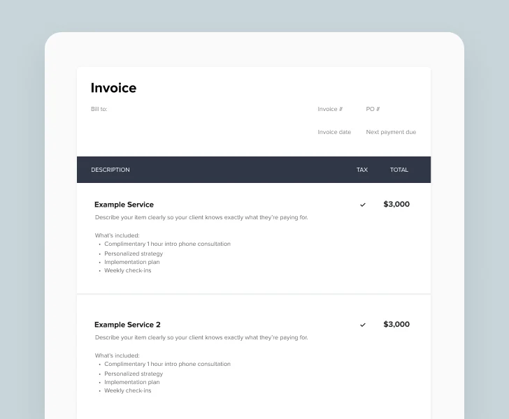 Invoice with payment milestones