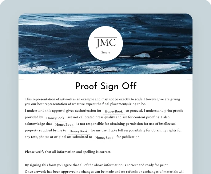 Proof sign off