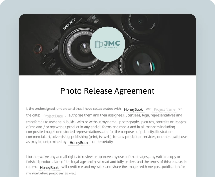 Photo release agreement