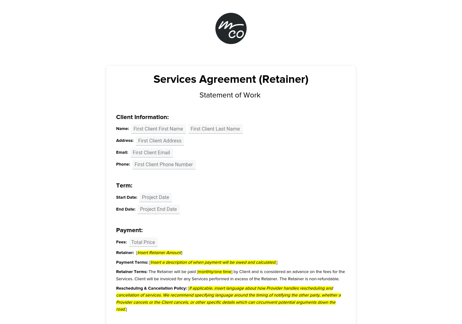 Retainer Contract 