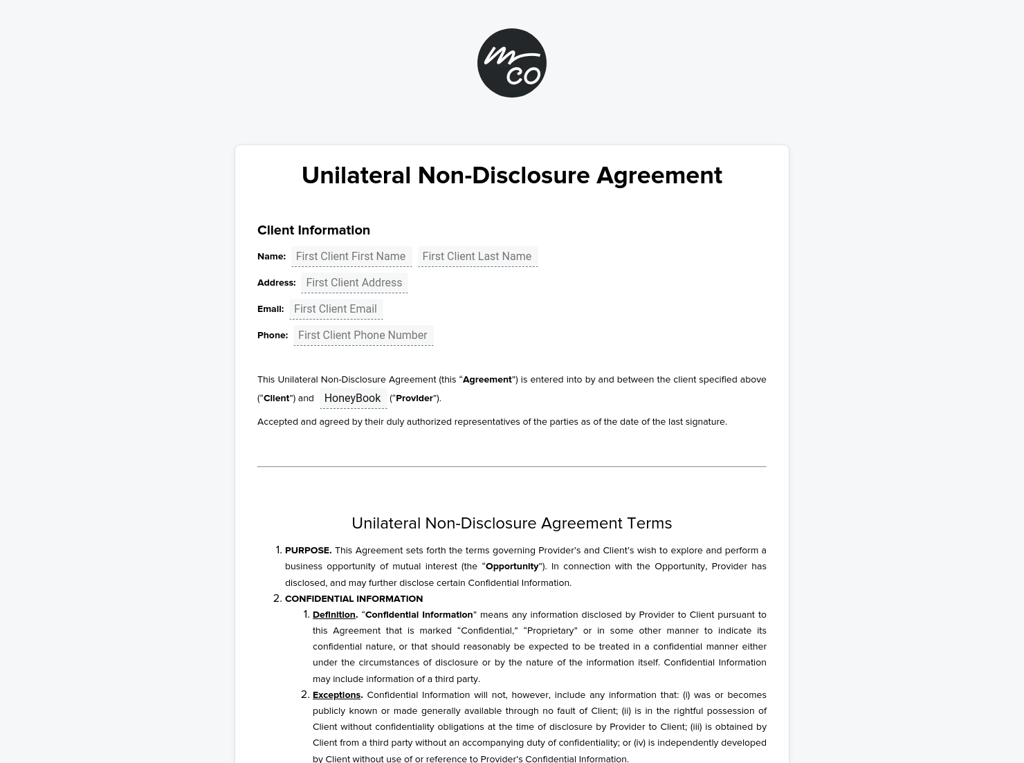 Non Disclosure Agreement-Discloser
