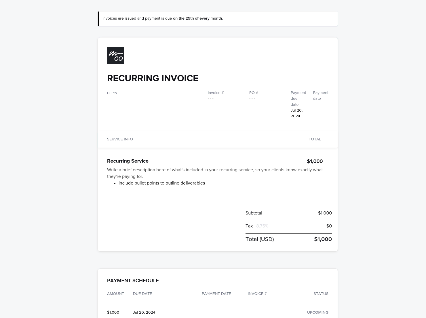 Retainer Invoice 