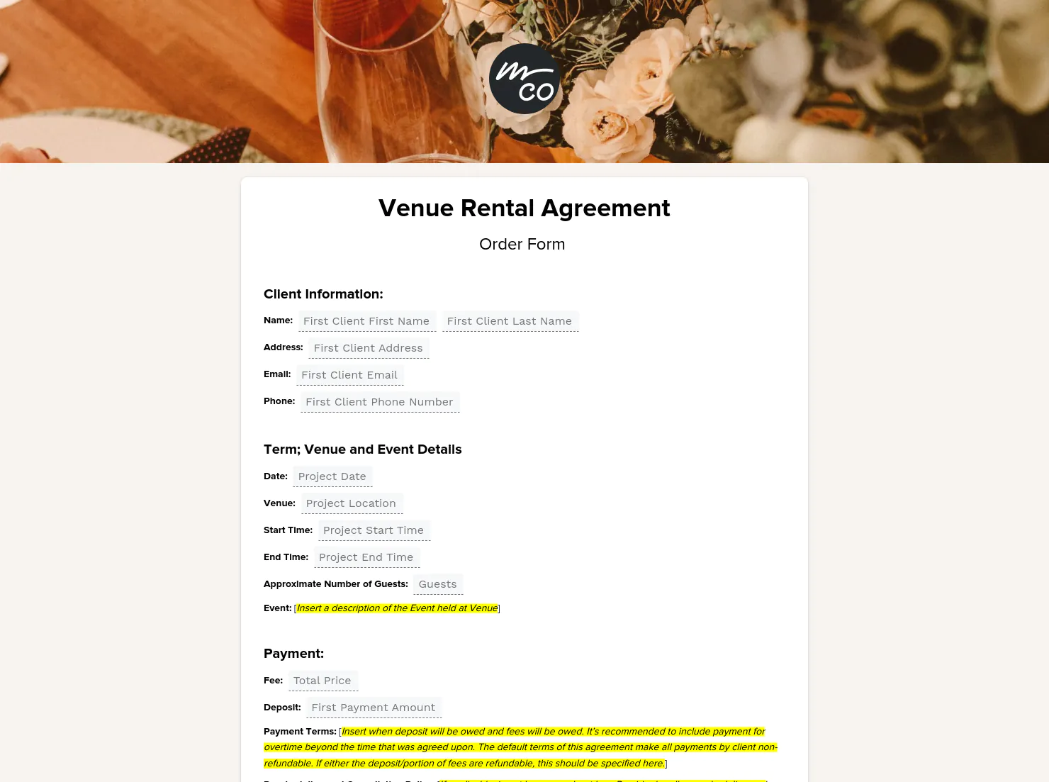 Venue Rental Contract