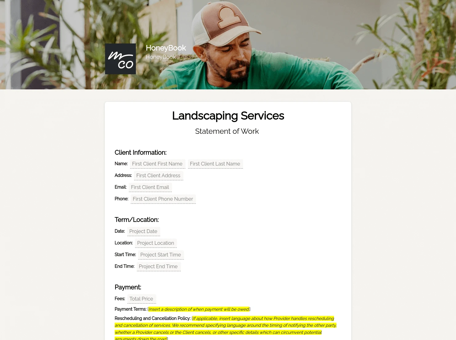 Landscaping Contract