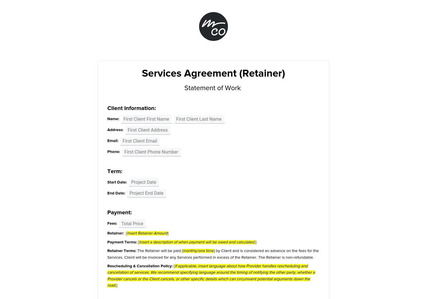 Retainer Contract