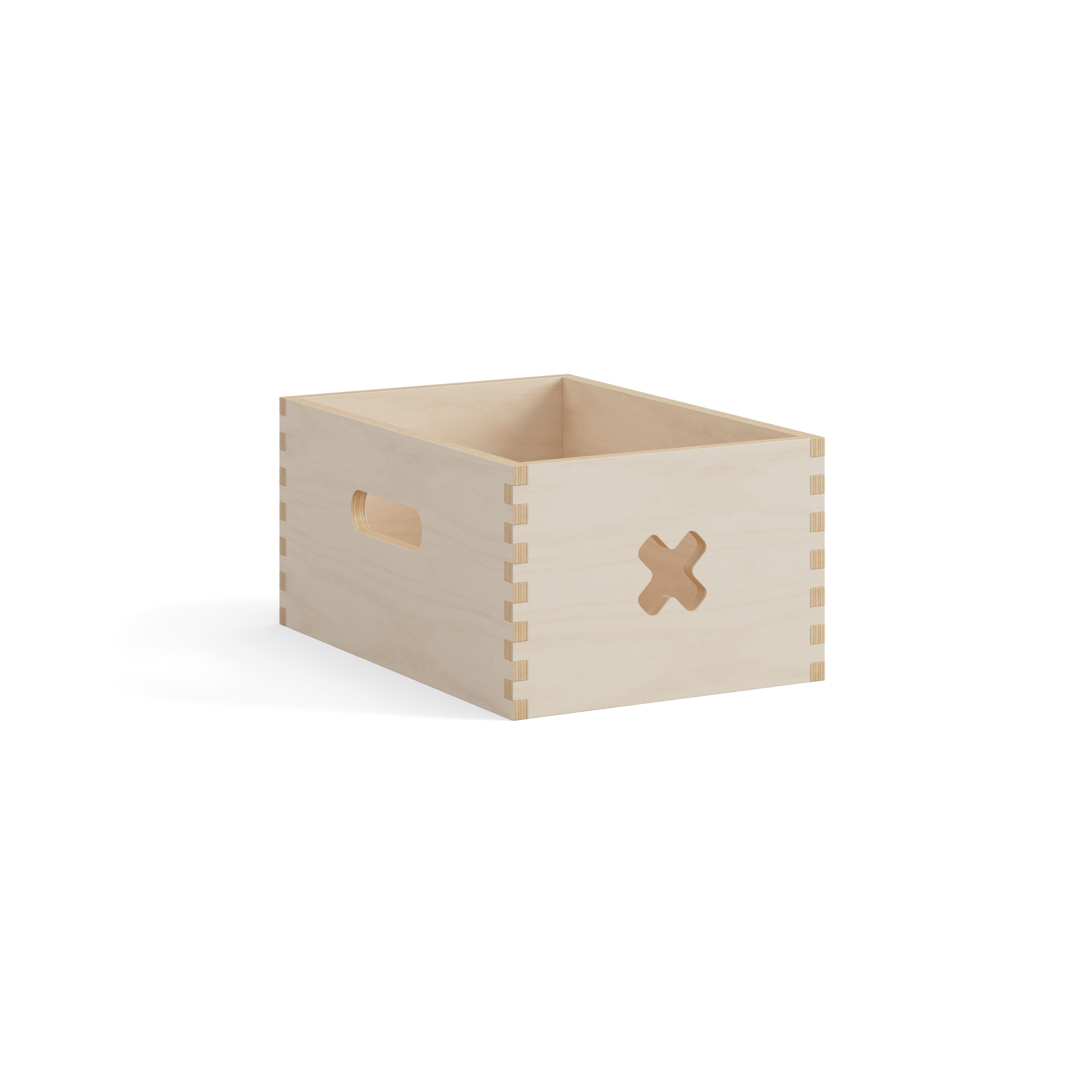 Kleine Holzbox mit Grifflöchern, vorne mit rundem Griffloch (Holz: Birke)