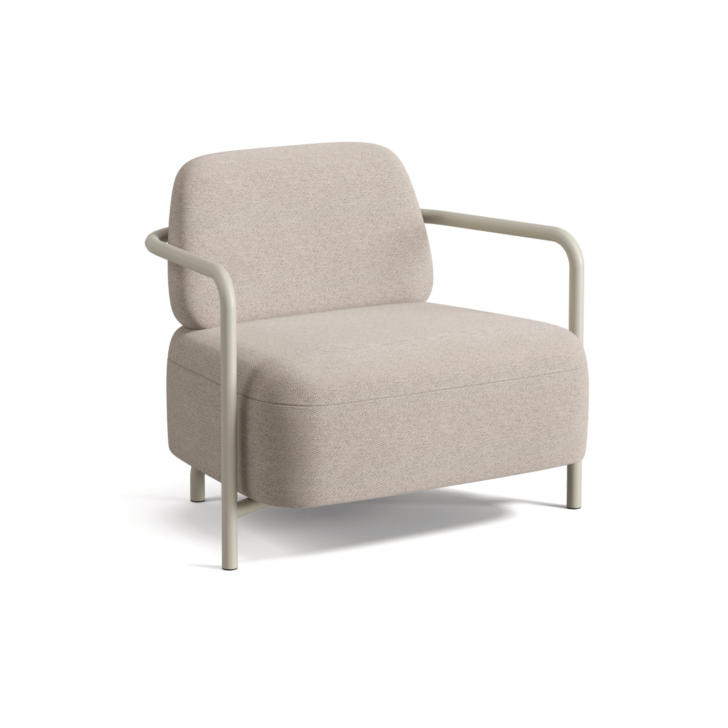 Grauer Polstersessel mit niedriger Rückenlehne