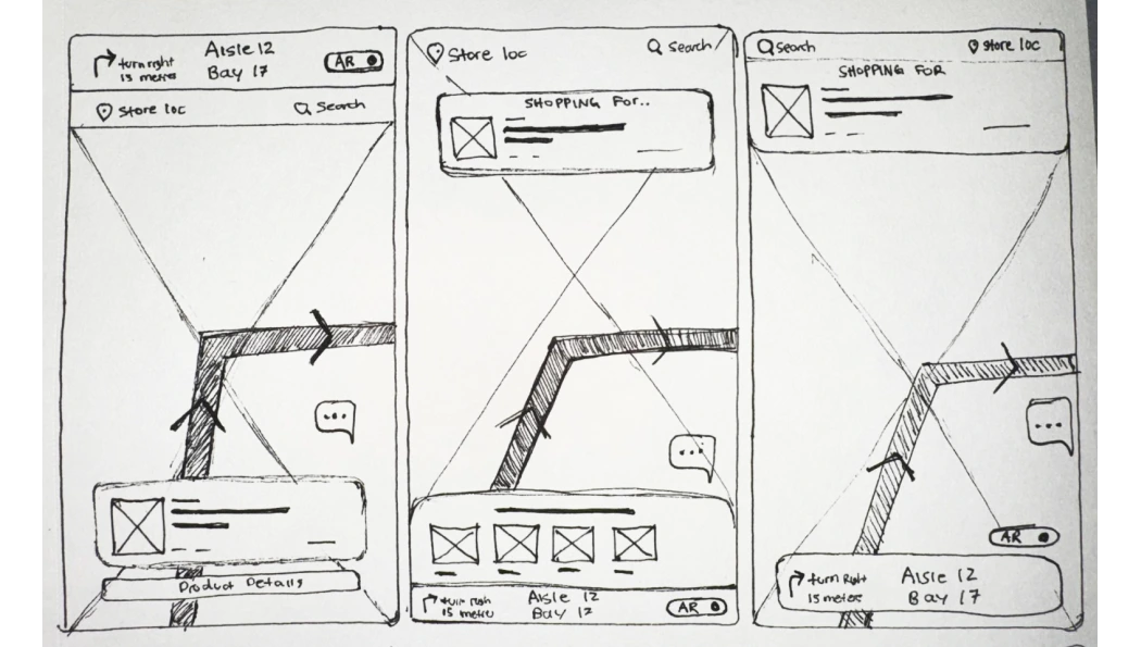 Findershop map screen sketches