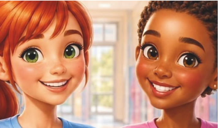 2 animated girls smiling
