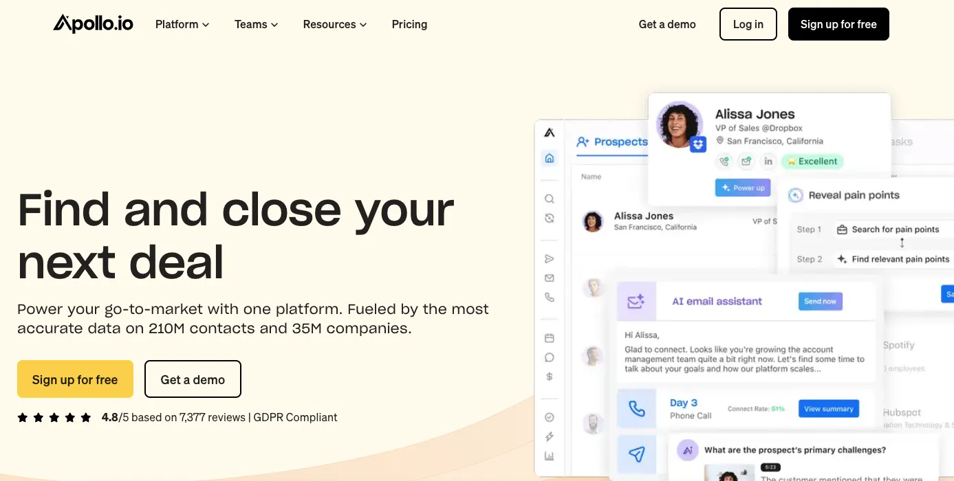 Apollo.io homepage