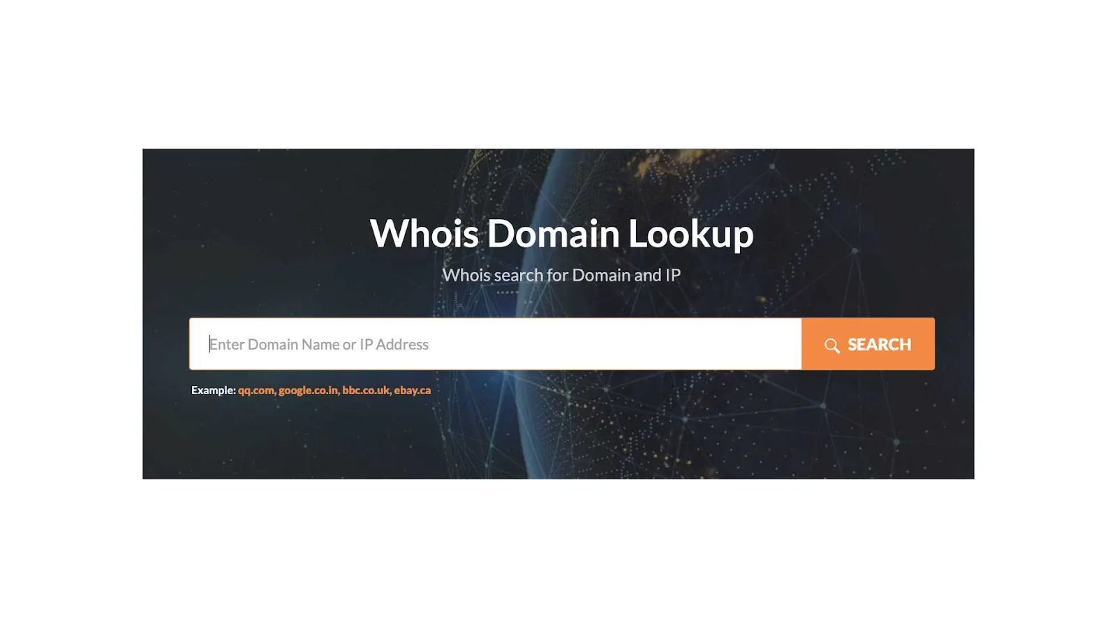 A web page with the words who's domain lookup on it.
