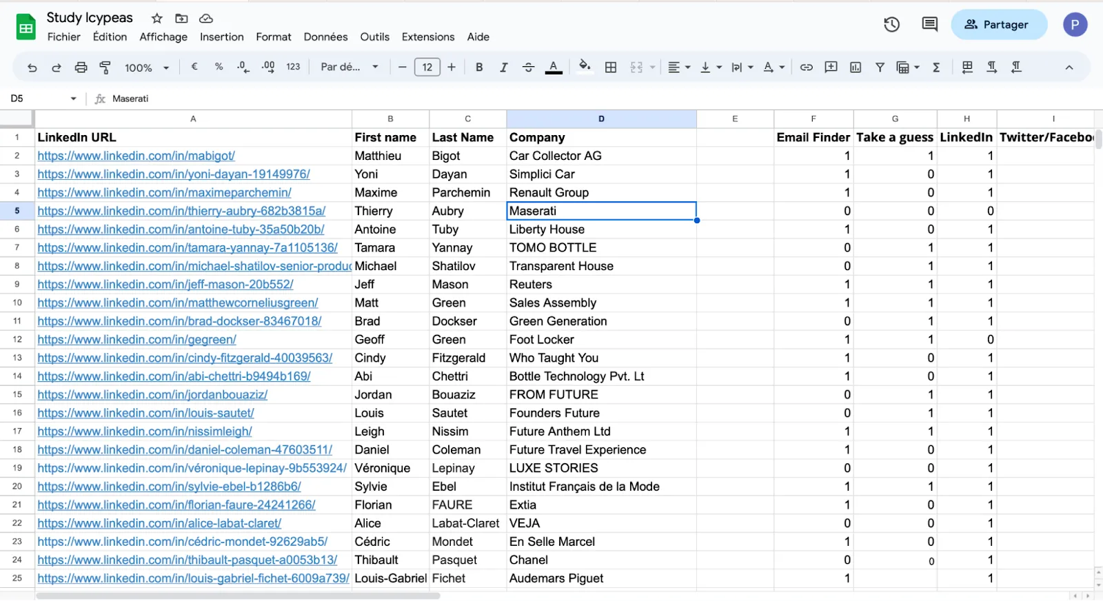 A screenshot of a spreadsheet with the data tab open.