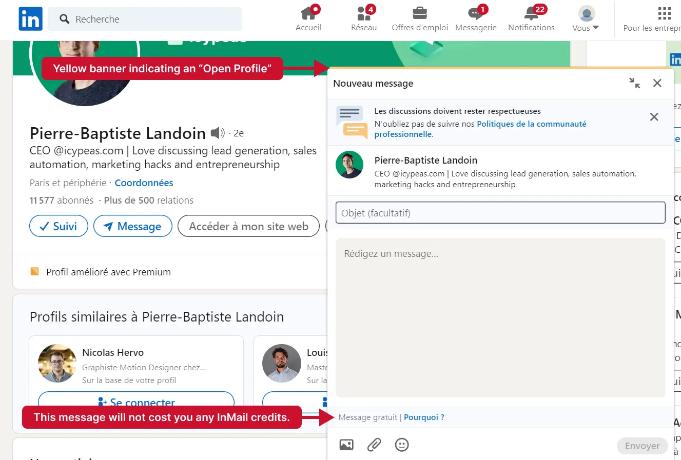 Screenshot of an Open Profile