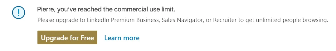 LinkedIn limit message