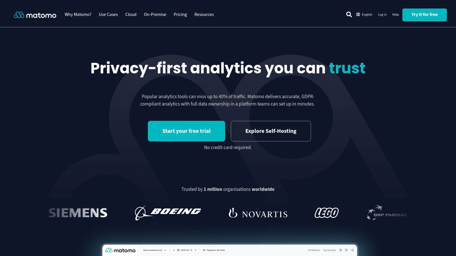 Matomo (cloud and on-premise)