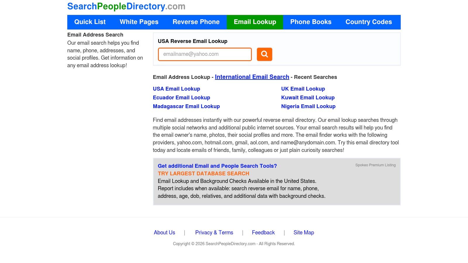 SearchPeopleDirectory – Reverse Email Search (US)