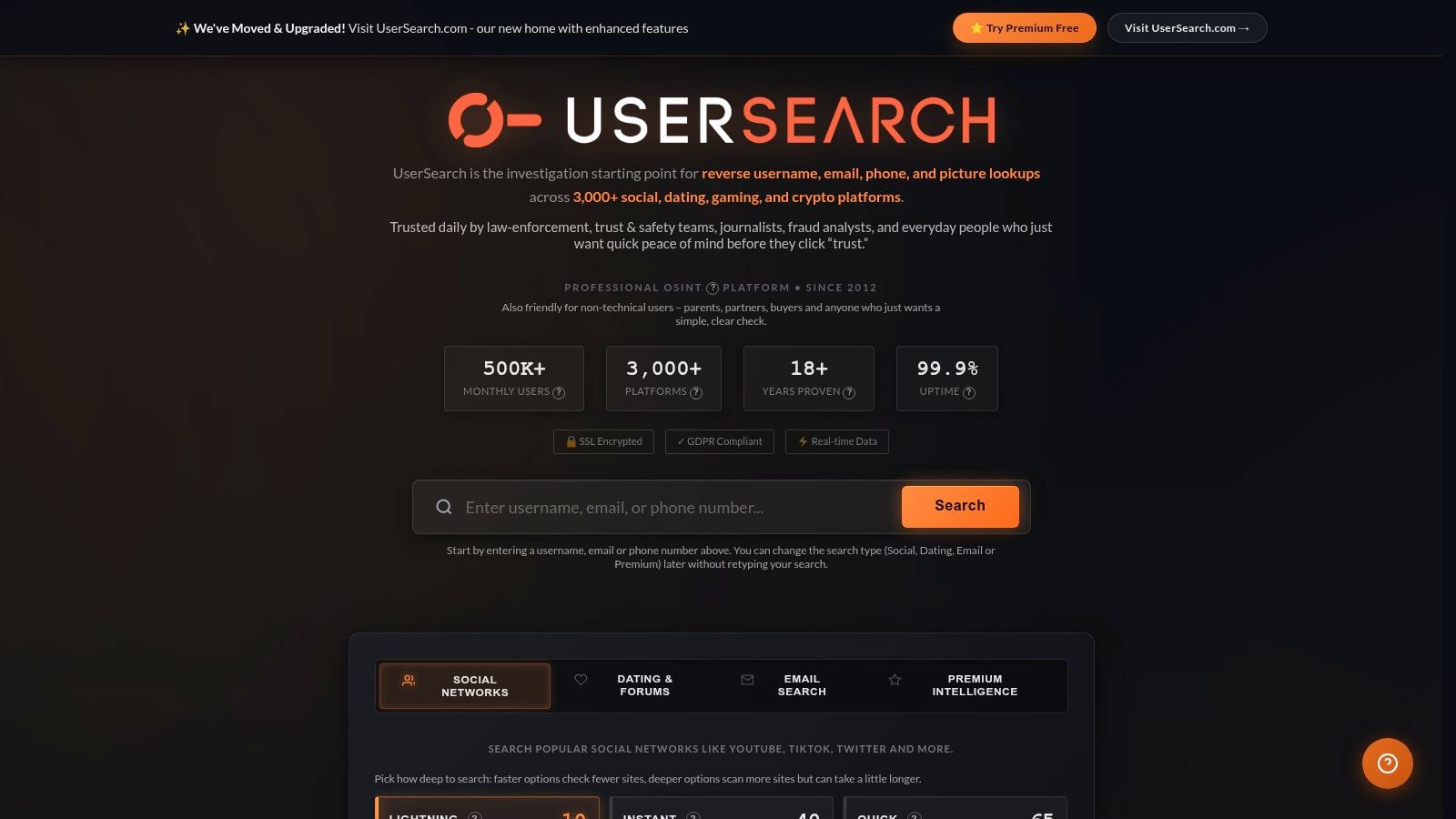 UserSearch.org – Free OSINT Hub