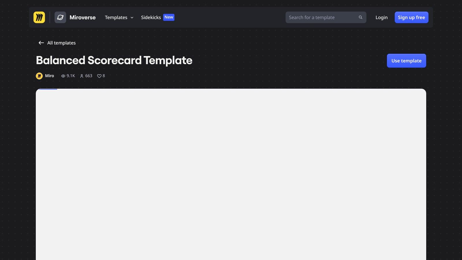 Miro Balanced Scorecard Template