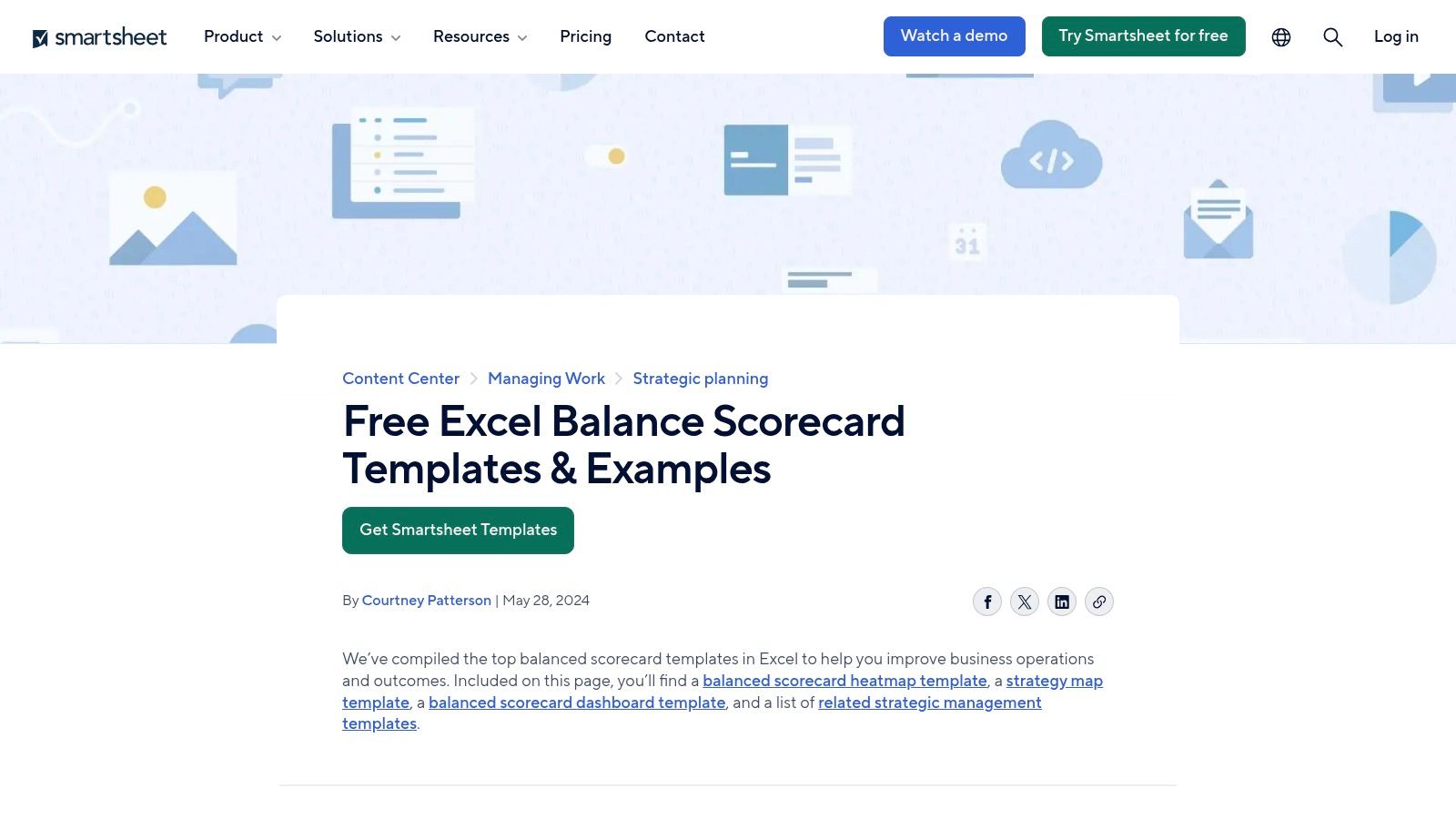 Smartsheet Balanced Scorecard Templates