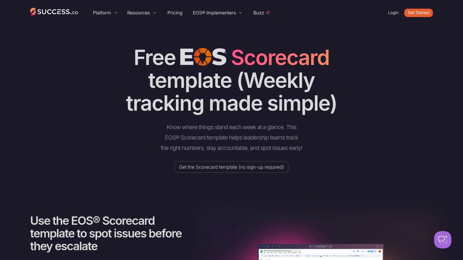 Success.co EOS Scorecard Template