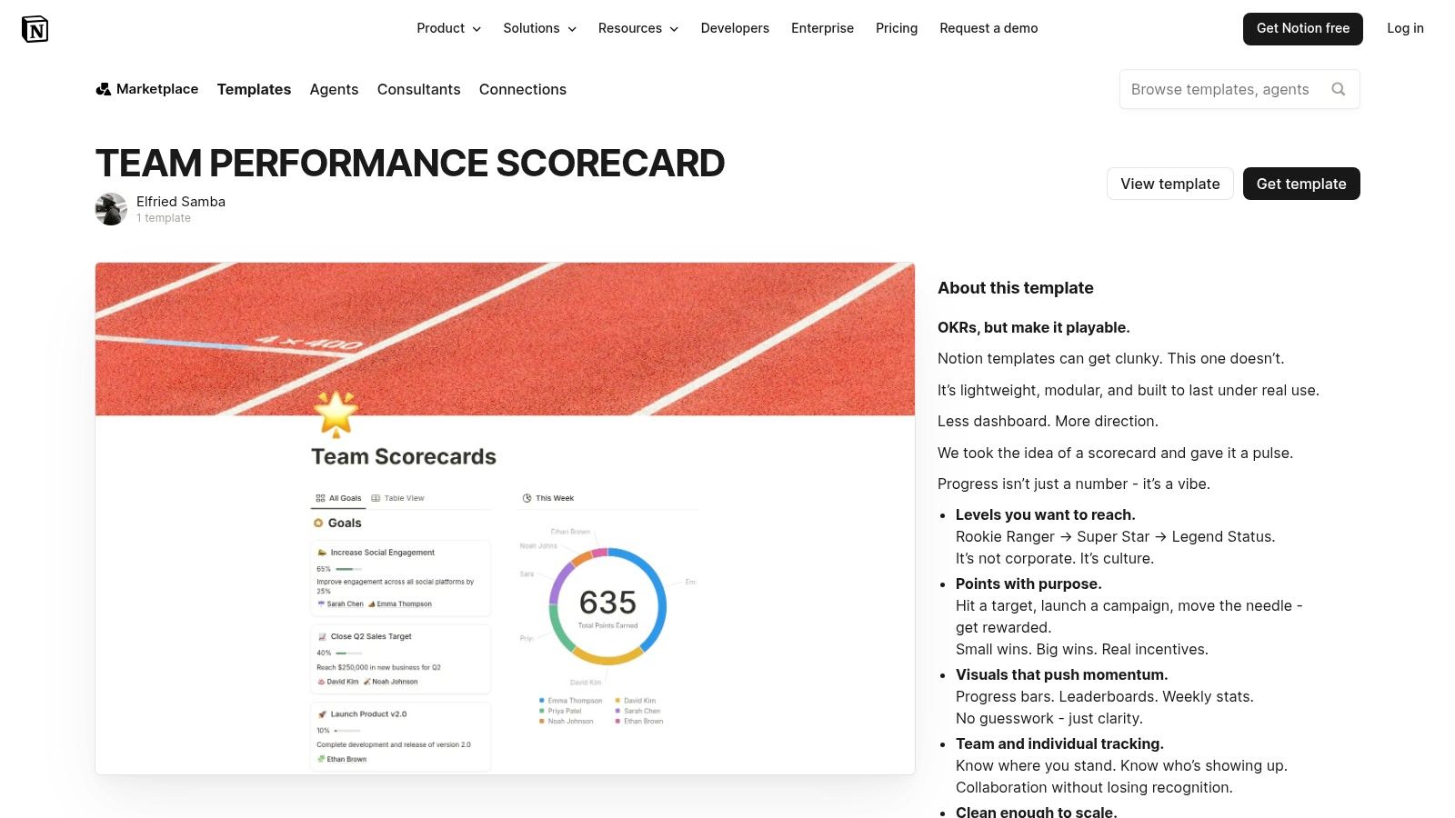 Notion Team Performance Scorecard Template