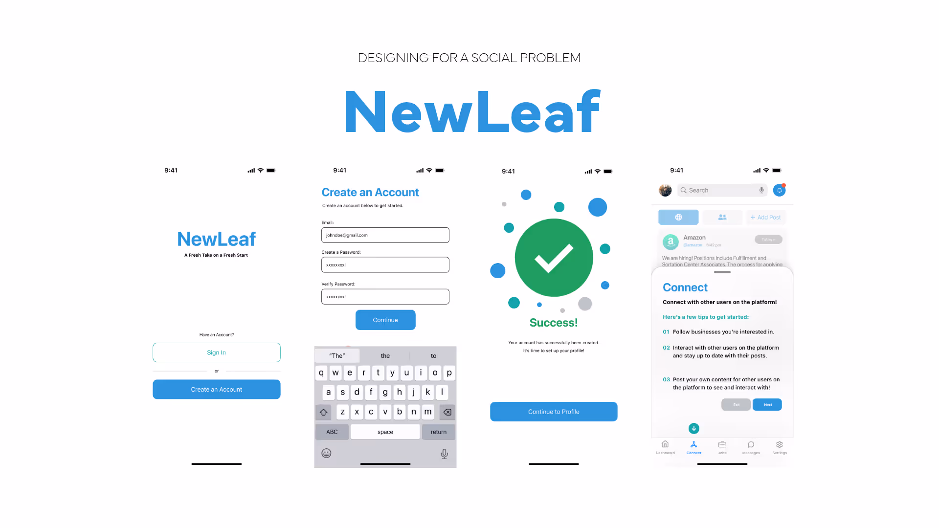 NewLeaf UX project cover image showcasing custom web design and user experience solutions for a reentry assistance app.